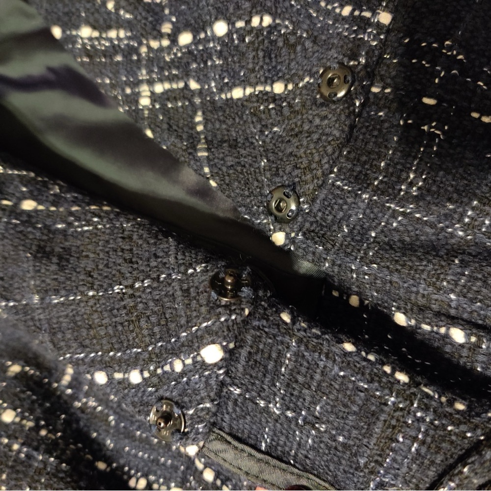 Nanette Lepore Maddalena Tweed Blue Blazer Belted Mermaid Asymmetric Size 4 Navy - Picture 6 of 10
